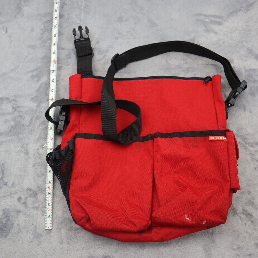 Skip Hop Bag Duo Delux Diaper Baby Unisex Gender Neutral Messenger Red Black